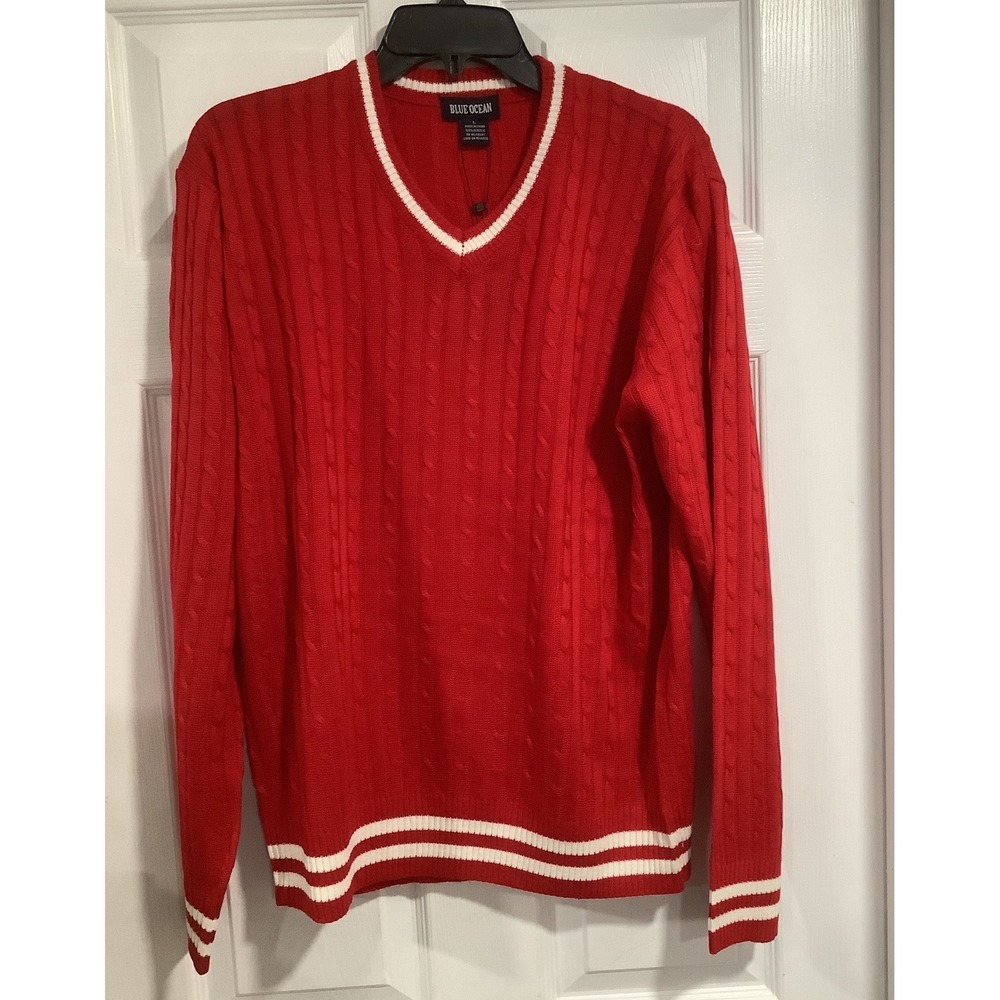 BLUE OCEAN  SWEATER SIZE LargeV-NECK Charcoal Cable Knit Skater